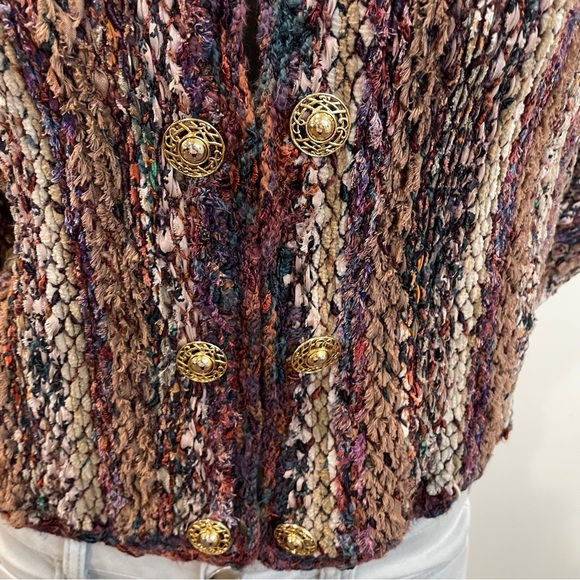 ESTELLE Vintage 80s Mixed Fiber Woven Cardigan Sweater Art to Wear - Picture 6 of 12